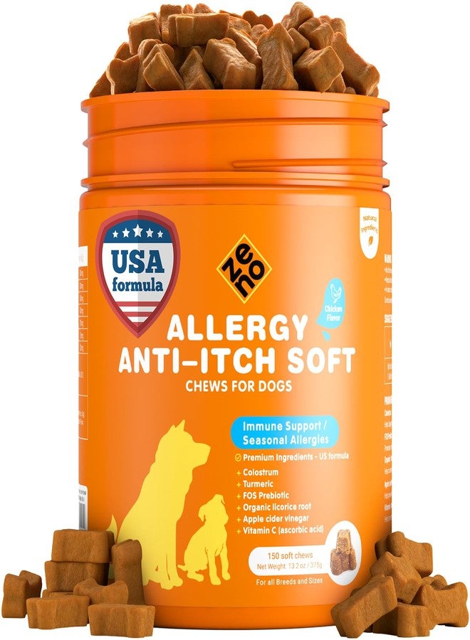 ZENO Dog Allergy Chews 150Pcs - Dog Supplements for Itchy Skin and Paw Licking - Canine Allergy Relief - US Formula with Probiotics, Natural Ingredients & Vitamins - Chicken - Image 1
